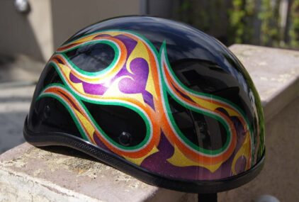 H-075　ダックテールヘルメット 【奈良フレイムス 緑紫】