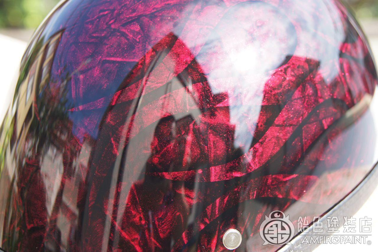カスタムペイント ダックテールヘルメット ラップペイントフレイムス｜飴色塗装店