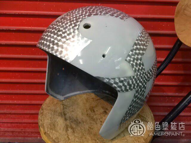 カスタムペイント工程　ジェットヘルメット 【艶消しスピニングリーフ】のサムネイル画像
