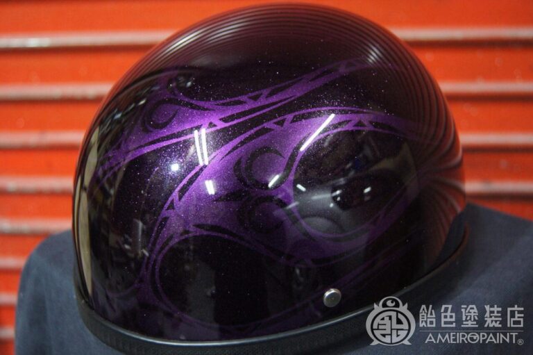 H-128  Half-Helmet [Purple Flames]