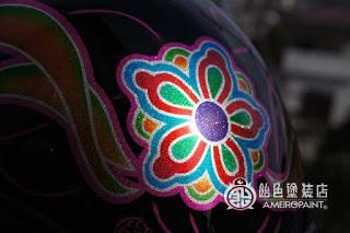 カスタムペイント工程　 ダックテールヘルメット 【花柄】のサムネイル画像